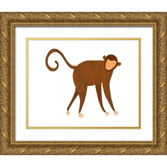 Kopcik, Emily 32x26 Gold Ornate Wood Framed with Double Matting Museum Art Print Titled - Monkey