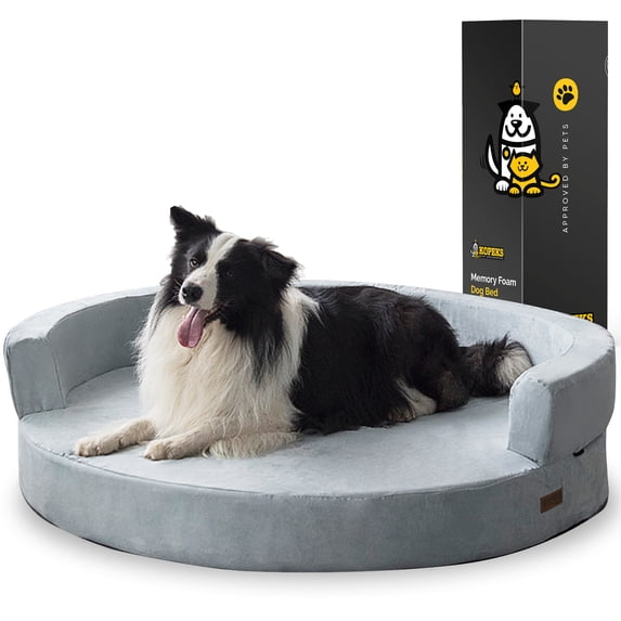 Kopeks Deluxe Orthopedic Memory Foam Round Sofa Dog Bed, X-Large, 50"x6"x50", Gray