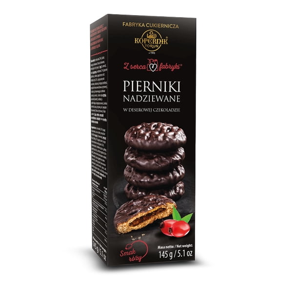 Kopernik gingerbread DARK chocolate with ROSEHIP filling 1 box/145g/5.1 oz