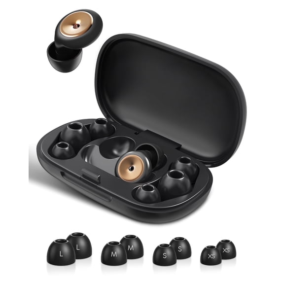 Ear Plugs for Sleeping, 45dB Noise Cancelling Earplugs with 8 Eartips, Soft Reusable Silicone Ear Plugs for Noise Reduction, Earplugs for Snoring, Side Sleepers, Concerts, Travel & Work (Black)