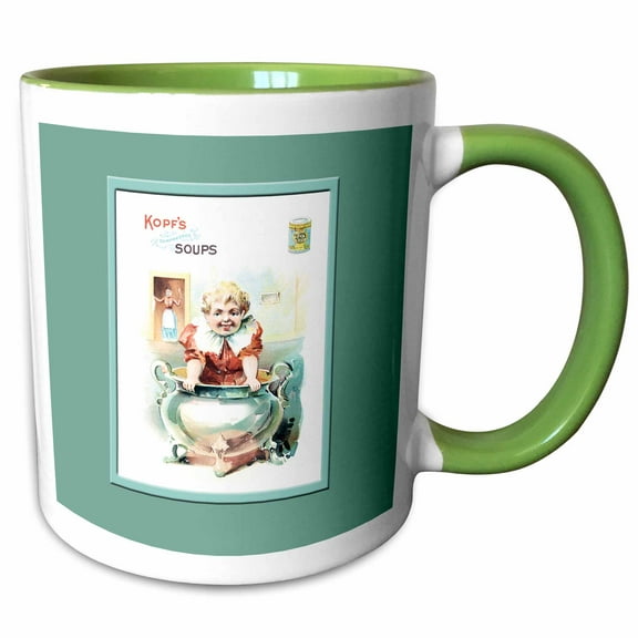 3drose, Kopfs Soups Little Child in a Soup Tureen, 11oz Two-tone Green Mug