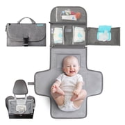 Kopi Baby Portable Diaper Changing Pad with Wipes Pocket, Travel Changing Mat for Baby, Premium Grey, 1 Piece