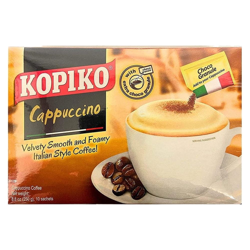 Kopiko Cappuccino Instant Coffee, Choco Granule, 250g, 10 Sachets