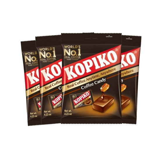 Kopiko Coffee Candy - AKF18 Your Take-Out Pocket Coffee for Every Occasion - Hard Candy Made from Indonesias Coffee Beans - Contains Real Coffee Extract for Better Taste (4 Pack Bags)