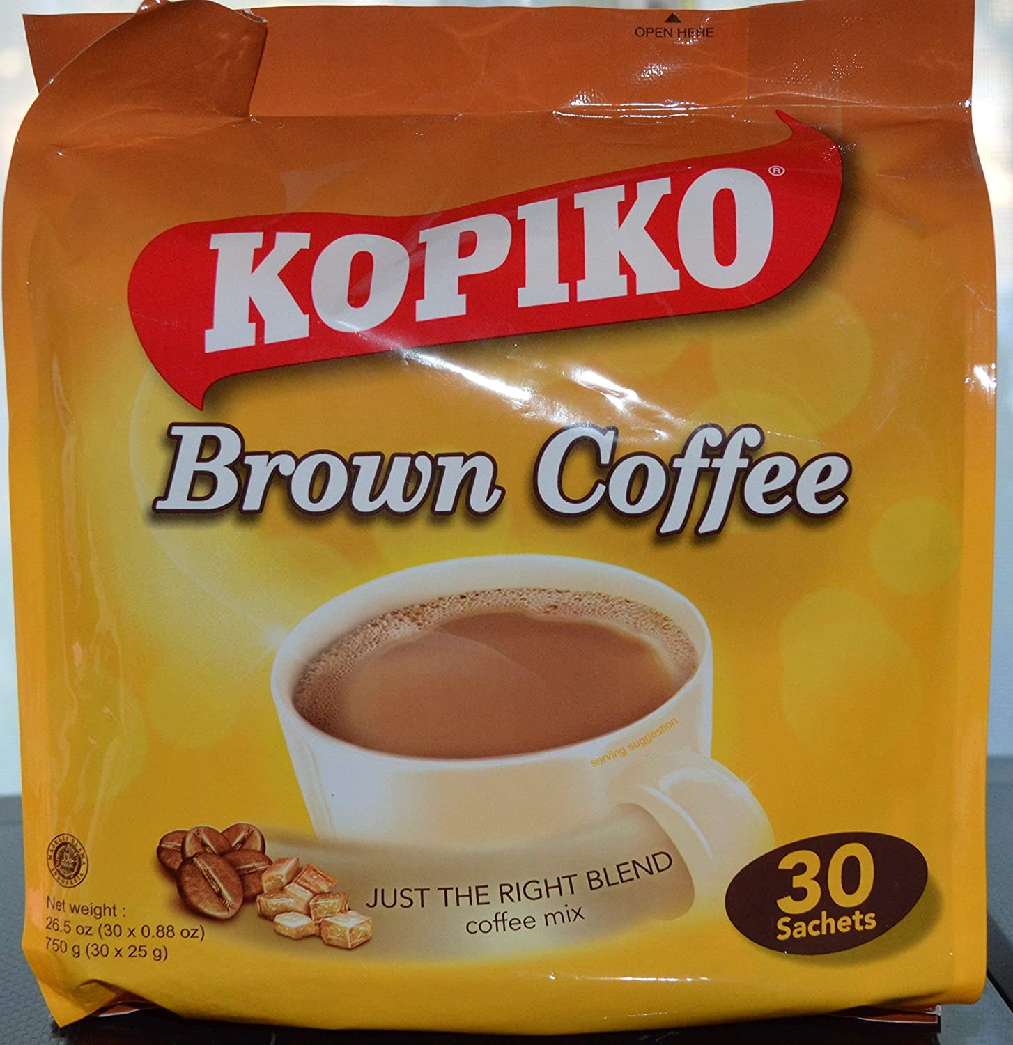 Kopiko Instant 3 in 1 Brown Coffee Mix with Creamer and Sugar 30 Count