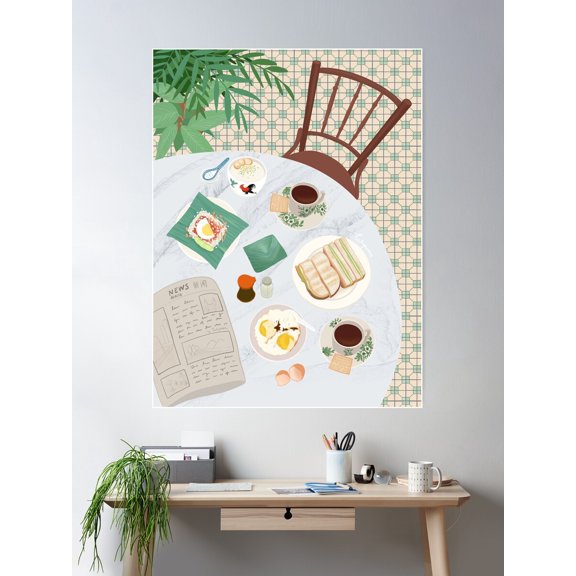 Kopitiam Coffee Shop Poster Wall Art, Modern Wall Decor For Living Room Bedroom, 12x18 UNFRAMED