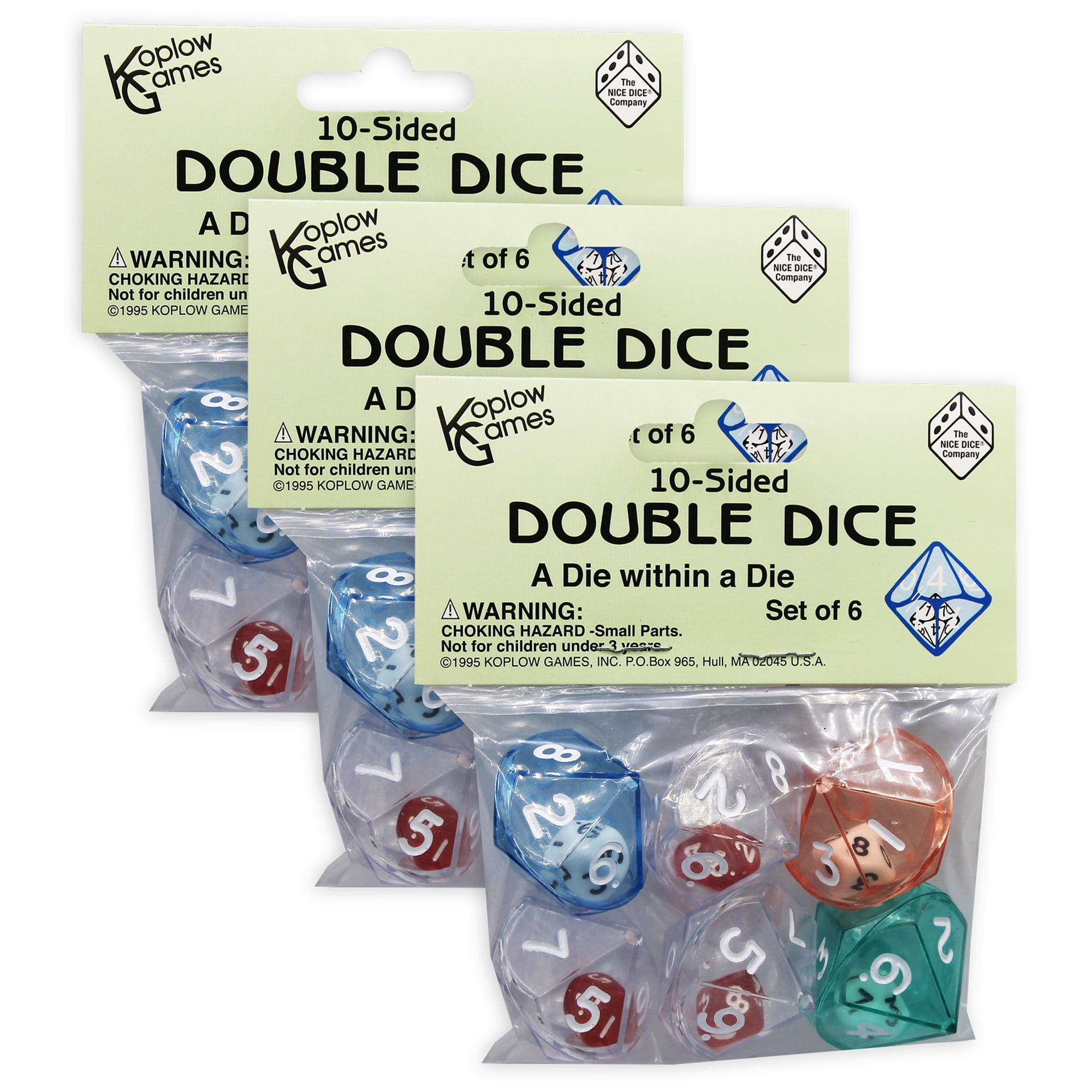 Koplow Games 10-Sided Double Dice Set, 18 Pieces
