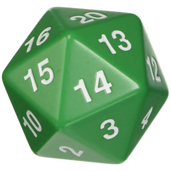 Green Jumbo Dice D20 Count Down 55mm Dice by Koplow Games