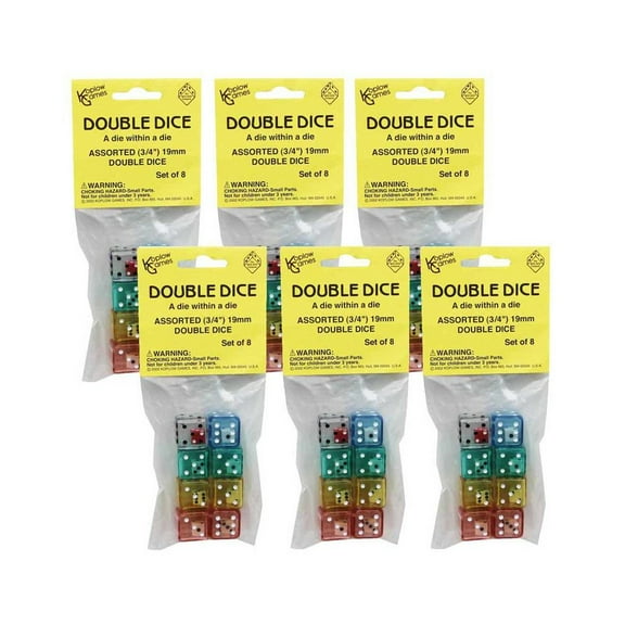 Koplow Games Double Dice Set, 8 Per Pack, 6 Packs