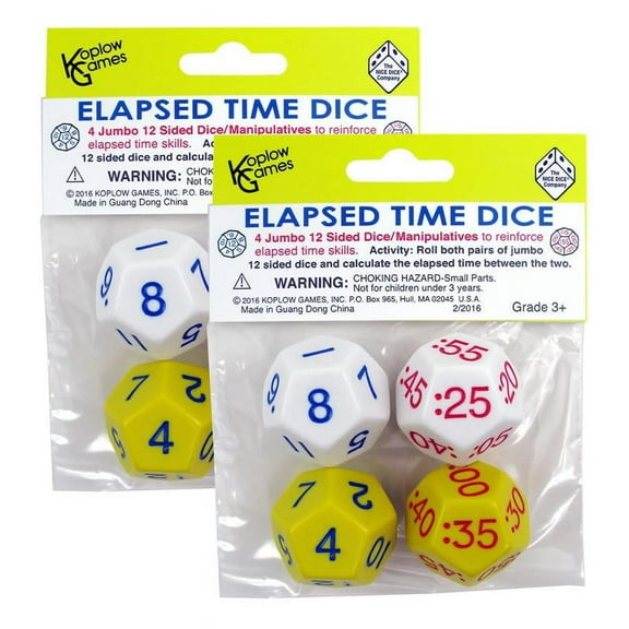 Koplow Games Elapsed Time Dice, 2 Pairs Per Pack, 2 Packs