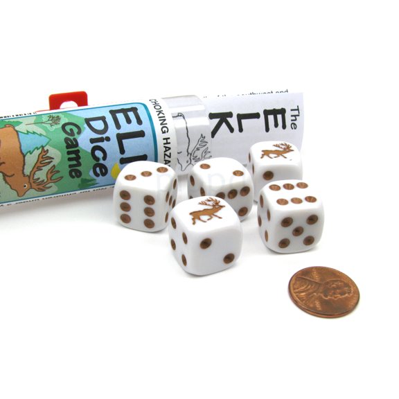 Koplow Games Elk Dice Game with 5 Dice Travel Tube and Gaming Instructions #18771