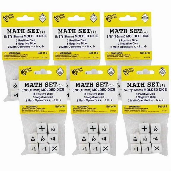 Koplow Games Positive/Negative Dice Set, 8 Per Set, 6 Sets