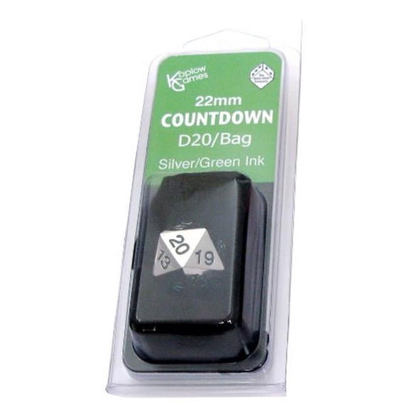 Koplow d20 22mm Countdown, Silver w/Green New