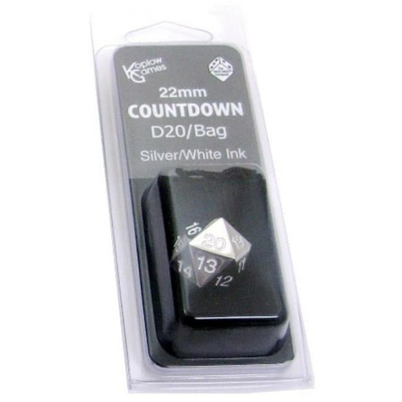 d20 22mm Countdown, Silver w/White New