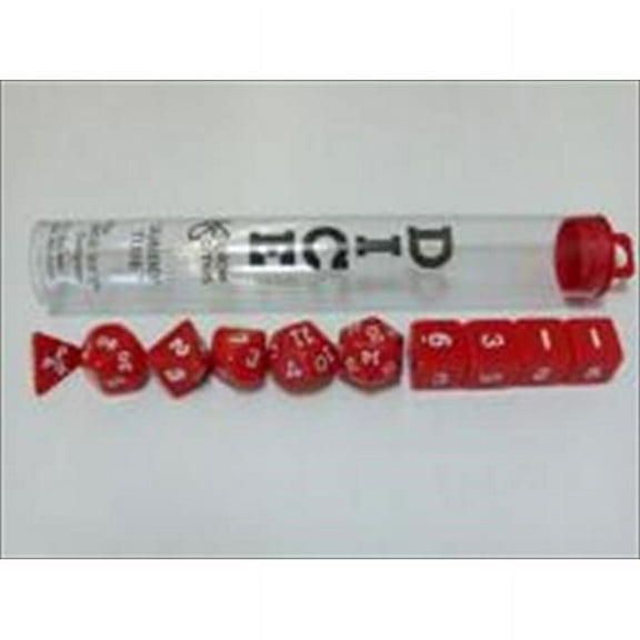 Red Opaque Dice with White Numbers 16mm (5/8in) Set of 10 Koplow Games