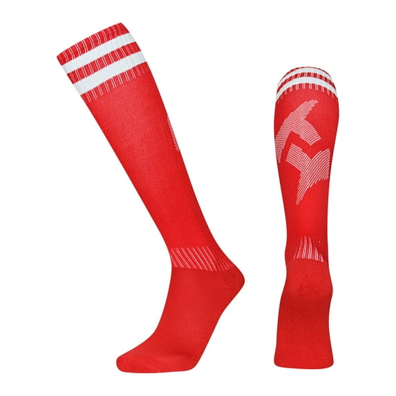 Kopltyrfg 1 Pair Kids Football Socks for 7-16 Years Old Breathable Sports Training Soccer Socks Girls and Boys Red One Size