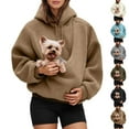 thumbnail image 1 of Kopltyrfg Cat Pouch Hoodies for Women Animal Holder Pet Carrier Pullover Front Carry Pouch Cat Dogpouch Sweatshirts with Large Pocket (Light Brown,XL), 1 of 7