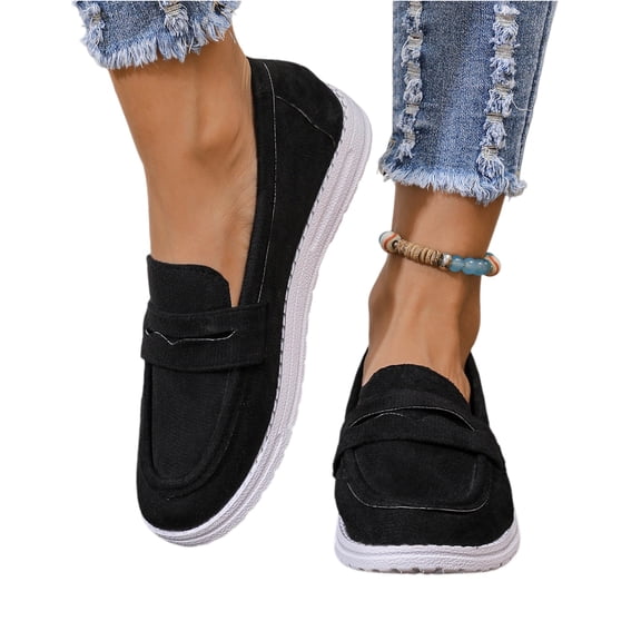Kopltyrfg Genuine Leather Loafers for Women – Memory Foam Insoles Slip On Shoes for Women – Lightweight Womens Shoes – Non Slip Womens Loafers (Black,40)