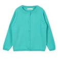 thumbnail image 1 of Kopltyrfg Girls Crewneck Cardigan Solid Cotton Long Sleeve Button Sweater Uniform Sweaters for Little Girls Turquoise 4, 1 of 3