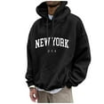 thumbnail image 1 of Kopltyrfg Graphic Hoodies for Men Oversized Pullover Letter Print Long Sleeve Casual New York Sweatshirt with Pocket Black 6XL, 1 of 4
