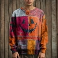 thumbnail image 1 of Kopltyrfg Halloween Sweater Men Spooky Pumpkin Face Patchwork Vintage Hoodie Stitched Print Warm Sweatshirt Casual Holiday Costumes Hot Pink M, 1 of 6