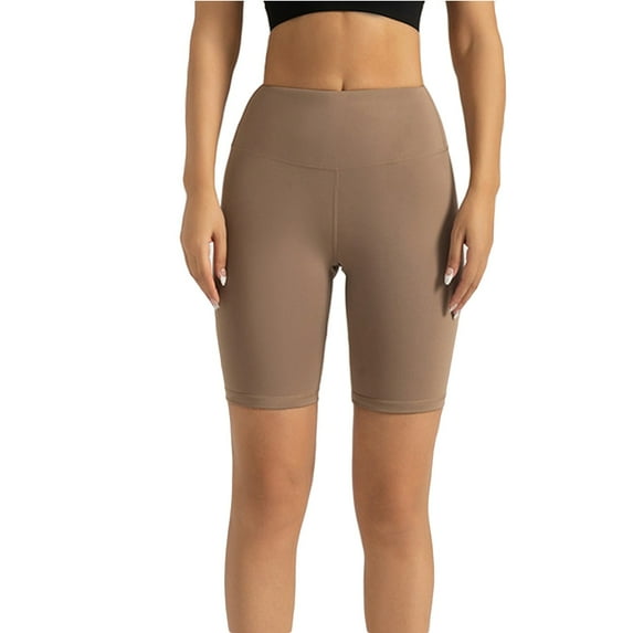 Kopltyrfg High Waist Biker Swim Shorts — Womens Quick Dry Multi-Sport Jammers Light Brown 2XL