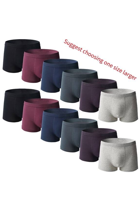 Incontinence Underwear for Men Washable Briefs, Absorbent Leak Proof Underwear, Mens Cotton Boxers Pack of 6 black,white,gray,blue,wine,purple 52XL