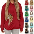 thumbnail image 1 of Kopltyrfg Kangaroo Pouch Hoodie Oversized Cat Dog Pouch Sweatshirts Front Carry Pouch Pet Carrier Pullover with Large Pocket (Red,L), 1 of 7