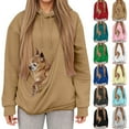 thumbnail image 1 of Kopltyrfg Pet Pouch Hoodies，Oversized Sweatshirt With Pocket Front Carry Pouch For Small And Cats,Puppy Kitten Dogs Holder (Camel,XL), 1 of 7