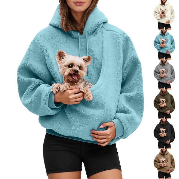 Kopltyrfg Pet Pouch Hoodies，Oversized Sweatshirt With Pocket Front Carry Pouch For Small And Cats,Puppy Kitten Dogs Holder (Sky Blue,2XL)