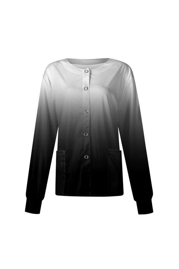 Scrub Jackets For Woman Solid Color Long Sleeve Front Warm Up Nurse Working Uniform Stretchy Coat Gray M