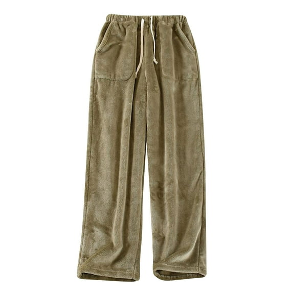Kopltyrfg Soft Fleece Sleep Pant for Women Plush Pajama Bottoms Lounge Pants with Pockets Casual Fuzzy Fluffy Lounge Pants Army Green M