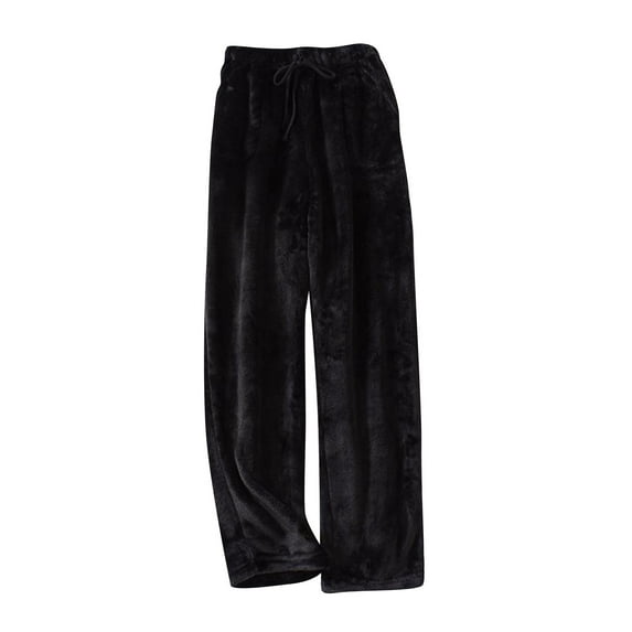 Kopltyrfg Soft Fleece Sleep Pant for Women Plush Pajama Bottoms Lounge Pants with Pockets Casual Fuzzy Fluffy Lounge Pants Black 2XL