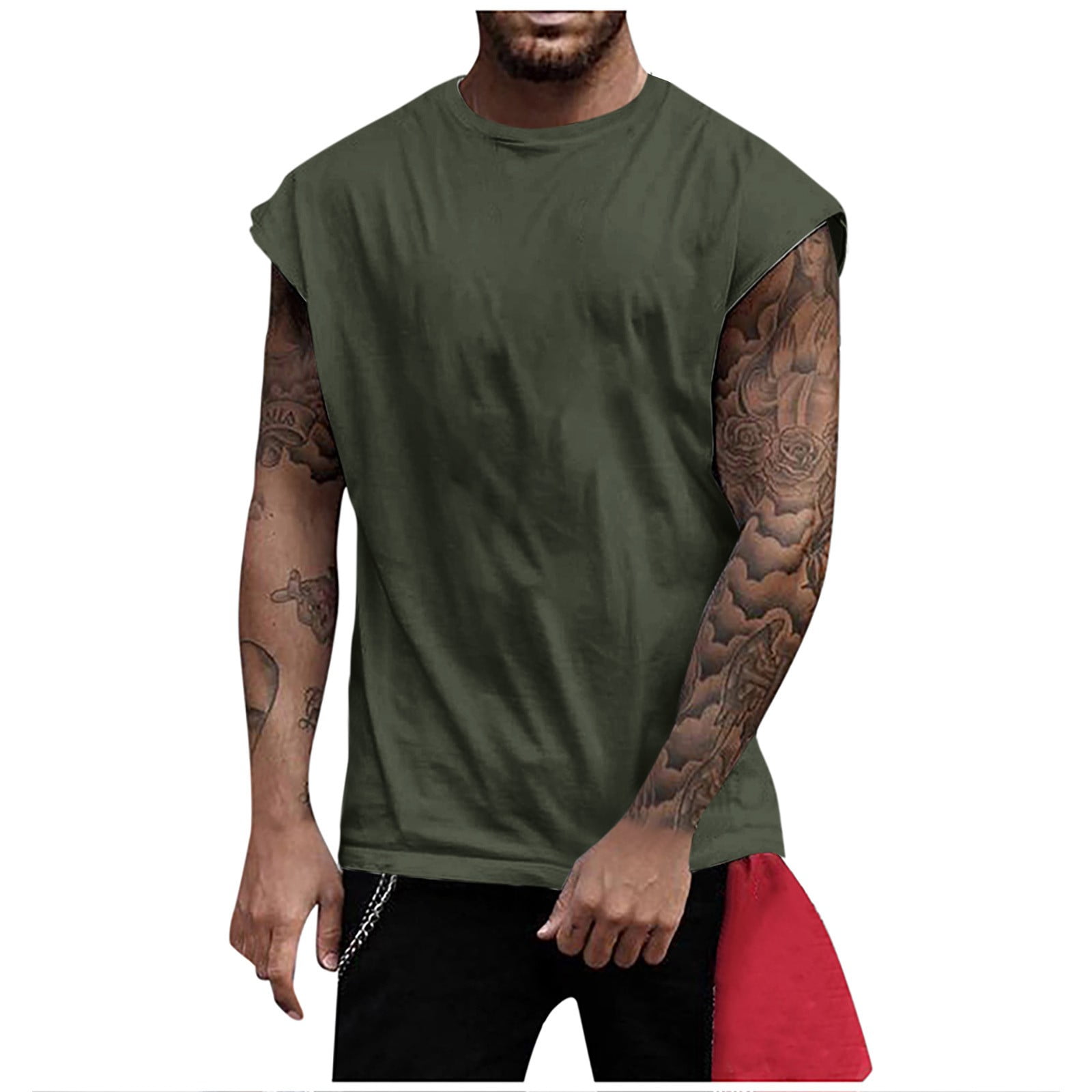 Kopltyrfg Summer Men's Solid Color Tank Tops Sweat-absorbing Breathable ...