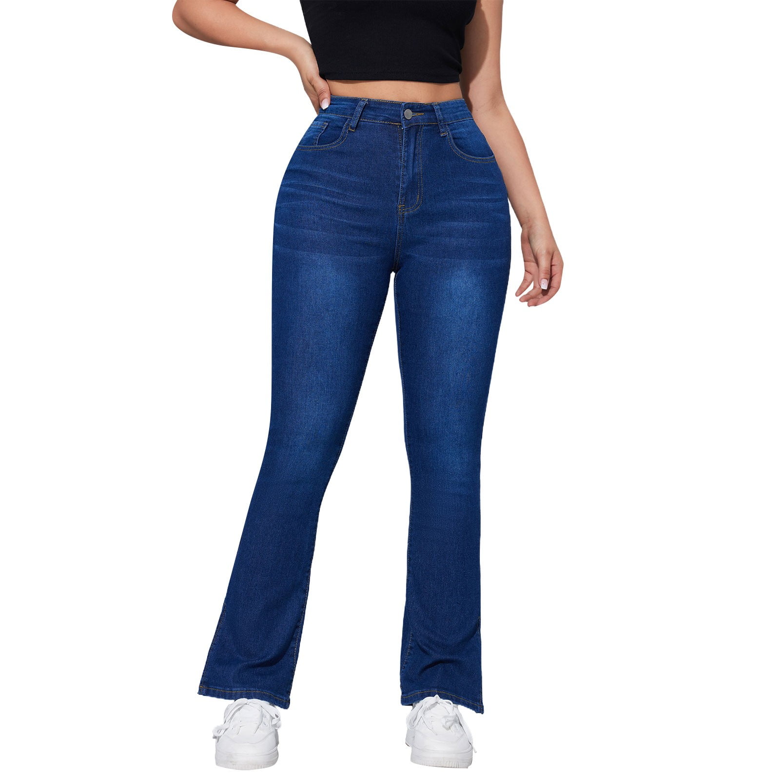 FRMUIC Black Flare Jeans Plus Size Jeans for Women Cowgirl
