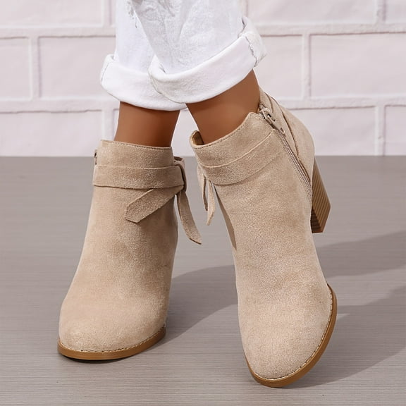 Kopltyrfg Women Chelsea Ankle Boots Bow Knot Chunky Block Heel Round Closed Toe Zipper Sock Booties Suede Leather Metallic Thick Heels Dress Boot Ladies Vintage Office Wedding Winter Fall Shoes