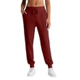 thumbnail image 1 of Kopltyrfg Women's Fleece Lined Joggers with Pockets High Waisted Straight Leg Sweatpants Winter Warm Lounge Jogging Pants (Wine,L), 1 of 5