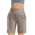 thumbnail image 1 of Kopltyrfg Women's High Waisted 9" Shorts with Zipper Pockets Athletic Workout Long Shorts for Women Knee Length Camel 2XL, 1 of 6