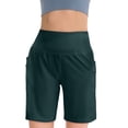 thumbnail image 1 of Kopltyrfg Women's High Waisted 9" Shorts with Zipper Pockets Athletic Workout Long Shorts for Women Knee Length Navy 2XL, 1 of 6