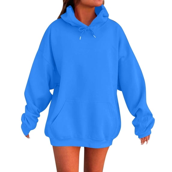 Kopltyrfg Womens Oversized Hoodies Winter Cute Sweatshirts Pullover 2025 Fashion Tops Trendy Plus Size Pullover Blue XS