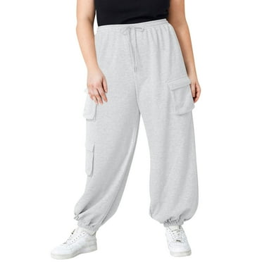 Kopltyrfg Womens Plus Size Sweatpants Casual Oversized Joggers Baggy Loose Workout Pants with Pockets Light Gray L