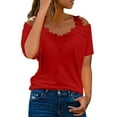thumbnail image 1 of Kopltyrfg Womens Sexy Cold Shoulder Tops, Casual Off Shoulder Open Shoulder Shirts Red 3XL, 1 of 6