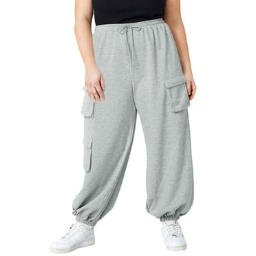 Kopltyrfg Womens Sweatpants Stretch Plain Joggers with Pockets Baggy Outdoor Pants Elastic Waist Sweatpants Lightweight Casual Pants Dark Gray L