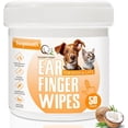 thumbnail image 1 of Kopmath Dog Ear Wipes, Ear Cleaner Finger Wipes for Dogs & Cats, Gently Remove Earwax & Odor, Soothe Ear Itching and Infection, Easy to Use, Natural Cat Ear Wipes for Dogs, 50 Count，Coconut Scent, 1 of 7