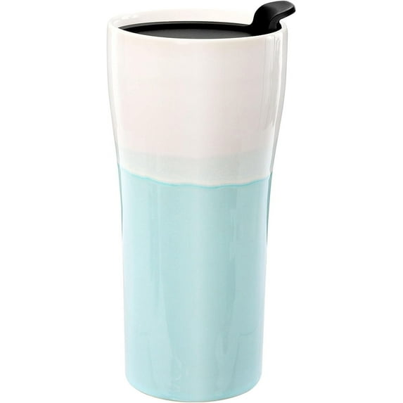 Kopmath Double Wall Ceramic Coffee Mug with Lid, 15oz Large Insulated Travel Coffee Mugs, Splash Resistant, Dishwasher Microwave Safe, Portable Coffee Cup for Car Cup Holder, Unique Gift