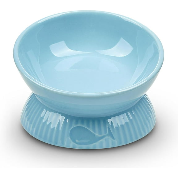 Kopmath Elevated Cat Bowl, Ceramic Tilted Cat Food Bowl, Anti Vomiting, Stress Free on Neck and Spine, Spill-Proof, Anti-Tipping, Dishwasher Safe, Raised Cat Bowls for Indoor Cats, White