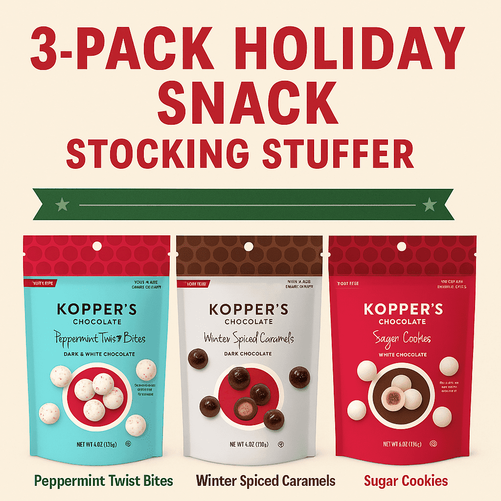 Kopper’s Holiday Chocolate 3-Pack Variety Gift Set – Stocking Stuffer