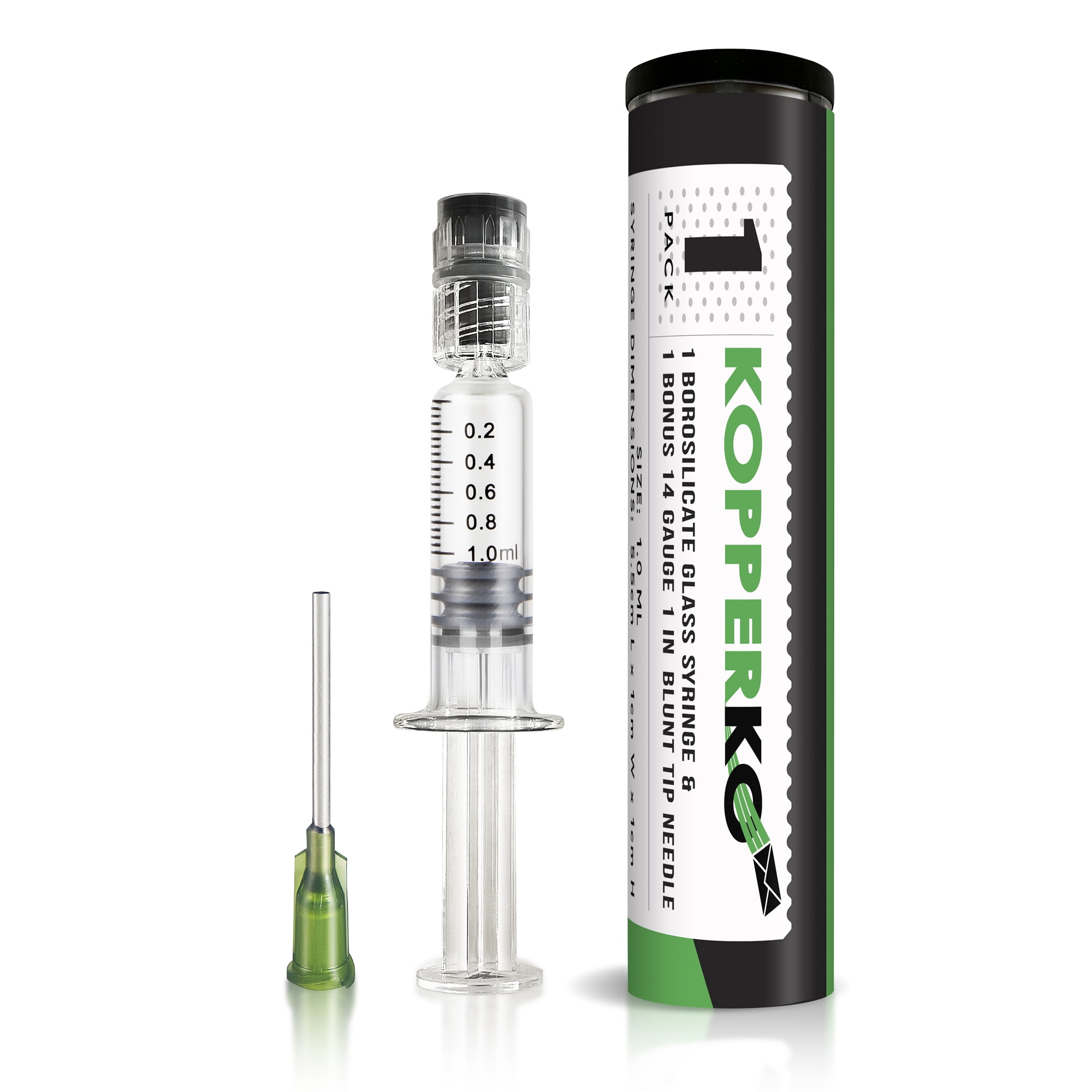 Kopperko Borosilicate Glass Syringe with Needle, Luer Lock Syringe for Pets, 1ml, 1 Count