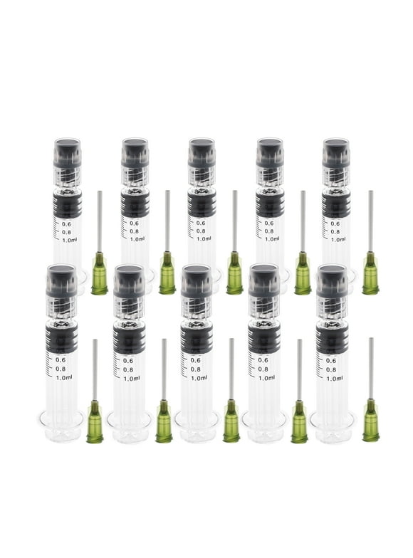 Kopperko Borosilicate Glass Syringe with Needle, Luer Lock 1ml syringe for Pets - 10 pack