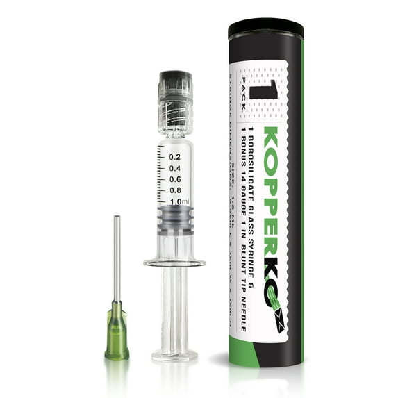Kopperko Borosilicate Glass Syringe with Needle, Luer Lock Syringe for Pets, 1ml, 1 Count